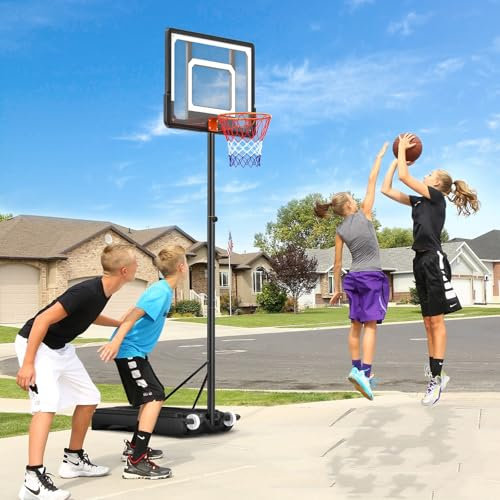 Basketballkorb Outdoor für Kinder/Jugendliche,Transportable Basketballständer Höhenverstellbar,Verstellbare Korbhöhe,Kommt mit Zwei Basketballnetzen,für Indoor Outdoor-Sport (154 bis 210 cm)