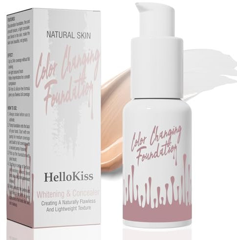 Fond de Teint Changeant De Couleur, Hydratation 24H Fondation Couvrante Totale, Base de Maquillage Correcteur Longue Tenue Waterproof Fond de Teint Liquide, Matte & Poreless Finish - 30ml