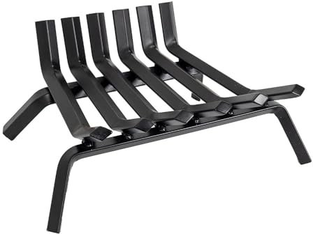 Country Living 17.5 Inch Steel Fireplace Log Grate | Heavy Duty Fire Pit Cradle | Chimney Wood Rack | Wood Stove Wrought Rack | Durable Log Holder Rack Grate | Coated Steel for Hearth Wood Burning