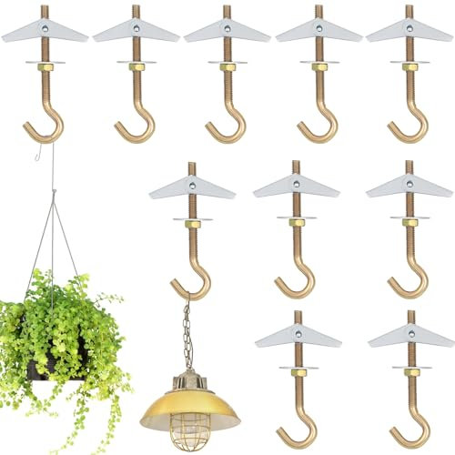 JAONLD 10 Pièces Crochets Plafond M6 x 85mm Fixation Plafonnier Ressorts a Bascule Aile Boulons, Crochets À Bascule Crochet de Fixation pour Plantes Suspendues