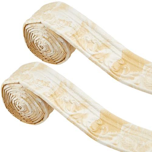 GORGECFAFT 2 Rollo de Moldura de Corona Autoadhesiva 2.3mx7.8cm Borde de Zócalo de Espuma Despegable Y Pegable Borde de Papel Tapiz 3D Borde de Base de Pared de Espejo Flexible Líneas (PapayaWhip)