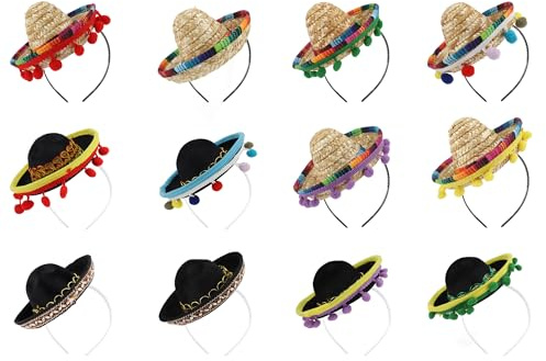 MEKOTRIN Sombrero de Fiesta, Diadema, Banda para el Pelo de Vacaciones, Sombrero Decorativo, Aro para el Pelo para Adultos, Niños, Mascotas (12 Piezas)