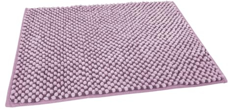 BIANCHERIAWEB Tappeto Bagno Doccia Antiscivolo In Ciniglia Super Assorbente Modello Dots 40x60 Lilla
