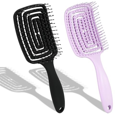 2 Spazzola Capelli Districante, Curly Hair Brush - Spazzola Districante per Capelli Bagnati Mossi Ricci - Anti Rottura e Sciogli Nodi per Extension Donna Con Spirale Unica