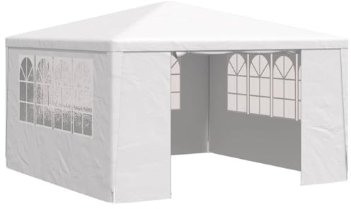 Tonnelle de Jardin, Tente de Réception Pavillon Barnum de Jardin avec parois latérales 4x4 m Blanc 90 g/m²