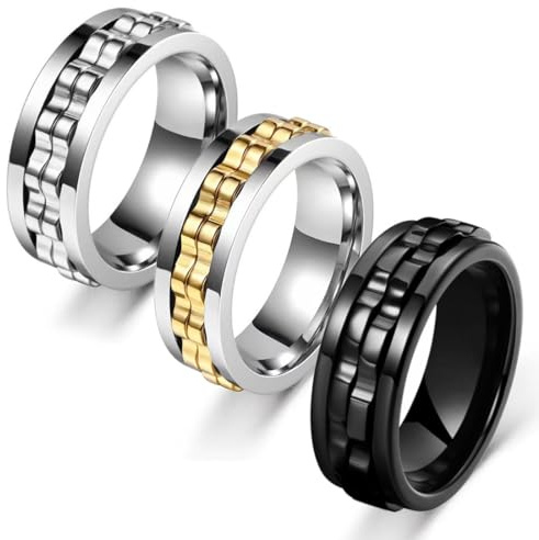 GXGM 3 anillos de ansiedad para Hombre/Mujer, anillo para adolescentes y niñas, anillos giratorios abiertos ajustables para Hombre/Mujer ansiosas, anillo ajustable para
