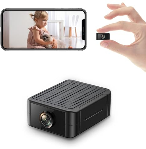 Liretope Mini Kamera, 4K HD WLAN Überwachungskamera Innen Für Live Übertragung Handy APP, WiFi Camera Nachtsichtkamera mit Bewegungsmelder/Lange Batterielaufzeit/Cloud-Speicherplat