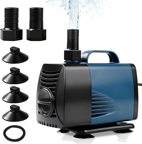 Nimomo Mini Bomba Sumergible, Bomba de Agua, 85W Bajo Ruido 5000L/H Anfibio para Acuario, Estanque