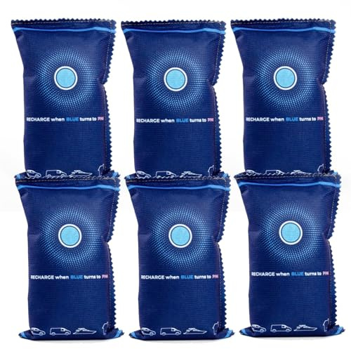 6 x Large 350g Car Dehumidifier, Dry Air, Reusable Moisture Absorber Bag, Automotive Dehumidifier, Keep Windows Fog-Free. Prevents Condensation and Mold, Perfect for Cars, Vans, Caravans