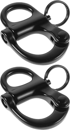 Toddmomy Lot de 2 Manilles à Ressort Fixes Marine en Acier Inoxydable 52 Mm Noir, Équipement de Yacht Robuste pour Gréement et Fixations de Navigation, Fermoirs Marins Pivotants Résistants