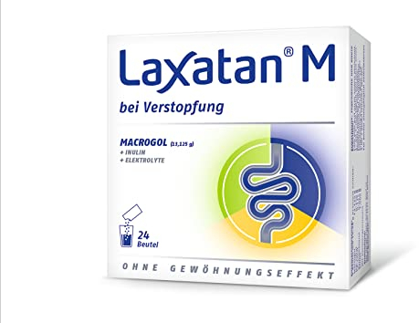 Laxatan M – löst die Verstopfung nicht sofort, sondern schonend, ohne Gewöhnungseffekt & gut verträglich | Mit Macrogol, Elektrolyten & Inulin | 24 Beutel (Trinkgranulat)