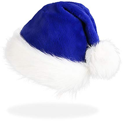 CCINEE Cappello di Babbo Natale per adulti, cappello di Babbo Natale in velluto blu per decorazione domestica forniture per feste