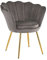 Fauteuil rembourré avec dossier en velours gris avec pieds en or, fauteuil de salon et chambre à coucher, super confortable, fauteuil relax 69 x 71 x 84 cm