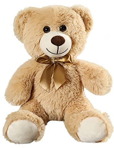 SNOWOLF Peluche d'ours Adorable Animal empaillé Oreiller poupée d'ours Cadeau d'enfant garçon Fille Anniversaire Noël Saint Valentin (13.7In/35CM,Khaki)