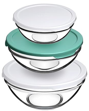 Pasabahce Lot de 3 saladiers en verre avec couvercle