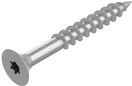 SECCARO Set da 200 viti per pannelli truciolari, 5,0 x 40 mm, in acciaio inox V2A VA A2, con filettatura parziale, TX/sei panni concavi