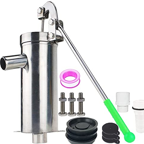 Bomba manual de acero inoxidable para pozo, bomba de prensa manual de 32 mm, bomba de agua manual, descarga de agua más rápida, bomba de succión de agua para trabajo industrial o jardín, granja, hog