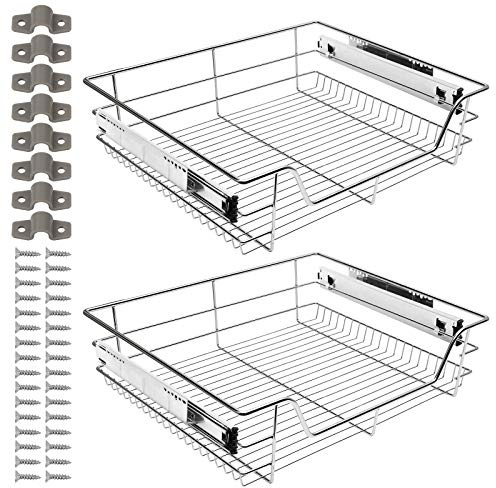 Ikodm Ensemble de 6 tiroirs télescopiques de 60 cm pour cuisine, tiroir de placard, aménagement de tiroirs de cuisine en métal, tiroirs de cuisine intégrés pour évier, tiroirs de placard extensibles
