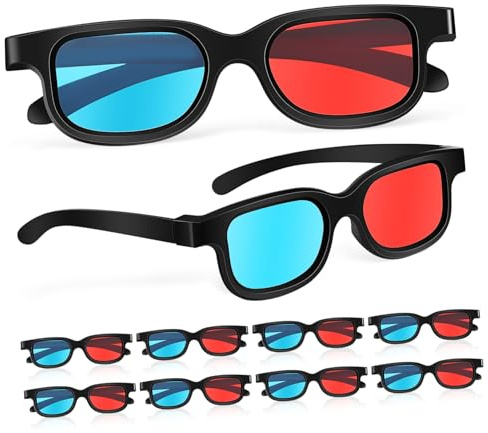 jojofuny Anaglyph Glasses Red Cyan 10 Pcs 3d Viewing Glasses for 3d Movies Games Theater Screens