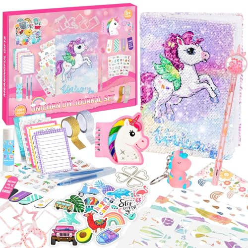 Euclidean Cube Einhorn DIY Zeitschrift Satz, 100+Stück Pailletten Scrapbook Diary Supplies Set, Kunst und Handwerk Kits, Tagebuch Zeug für Teens, großes Geschenk für 8-14 Jahre alte Mädchen (Rosa)