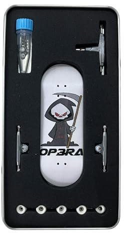 LEEFAI Pro Fingerboard Complete 34 * 96mm -Op3ra UV Printing Graphic-Update 65d Urethane Wheels and Quality Maples Wood-The Grim Edition