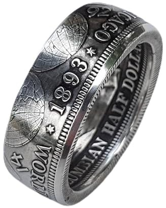 Morgan Silver Dollar Coin Men's Ring, Coin Ring for Men, Women Coin Rings, Promise Ring, 1 Dollar Silver Coins Rings Men, Coin Morgan Ring Dollar Engraved 1893 Ring Size 7