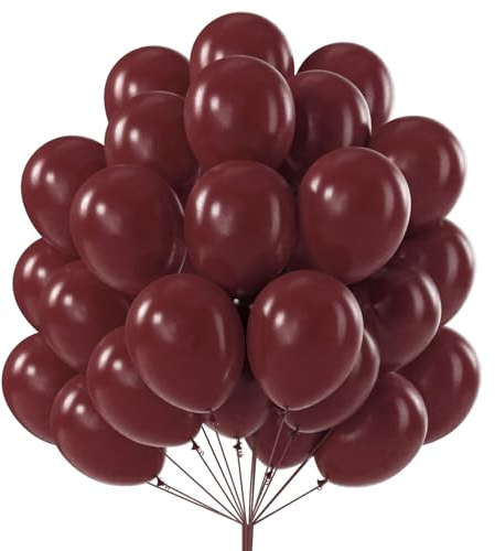 PartyWoo Y62 Wine Red Balloons Pack of 50 12 Inch Bordeaux Balloons for Balloon Garland or Balloon Arch Party Decoration Birthday Decoration Wedding Decoration Baby Shower Decoration Red