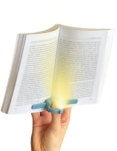 lizia - Lampe de lecture et liseuse LED rechargeable - Support de livre ergonomique à une main - Bleu