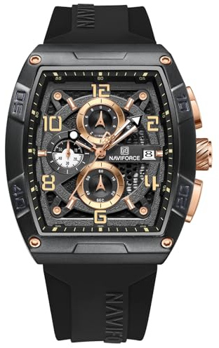 NAVIFORCE Watches for Men Quartz Chronograph Fashion Watch,Colorful Silicone Band,with Auto Date Waterproof Women Wrist Watch,Gift
