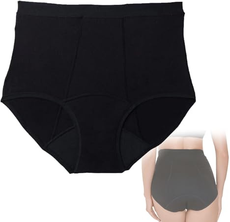 CSGTUO Mutande Assorbenti per Incontinenza Donna Vita Alta Slip Cotone,Biancheria Intima Lavabile per Incontinenza Urinaria Femminile,Intimo di Protezione per Il Ciclo Mestruale,M,Black