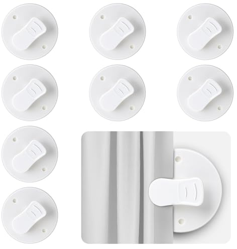 8 Stycken Självhäftande Duschdraperi Klämmor - 5 cm Stänkskydd, Vindtät Skydd - Vita Clips för att Hålla Duschdraperi Gardin - Smarta Tillbehör