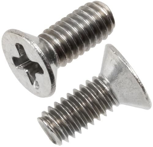 AERZETIX - C17283 - Juego de 15 tornillos de metal con cabeza fresada M2.5x6mm con huella PH1 rosca métrica - en acero - color plata