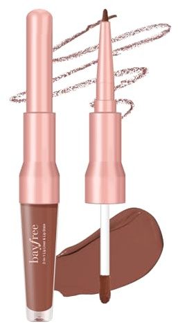 bayfree 2-IN-1 Lip Liner and Lip Stain, High Pigmented Long Lasting Velvet Lip Tint, Well-Defined Lipliner, Weightless Waterproof Not Animal Tested, Matte Finish Makeup