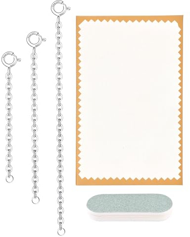 Zssxysm Extensores de Collar, Cadenas Extensibles de Plata de Ley 925 para Mujer Collar Pulsera Fabricación de Joyas Suministros con Paños Decorativos y Mini Barritas de Plata para Frotar