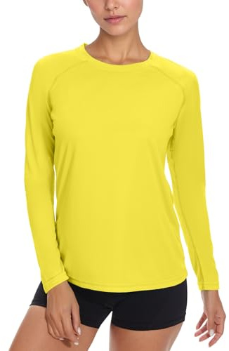 NEYOUQE Womens Tops Going Out Tops for Women UK Women Activewear Ladies Long Sleeve T Shirt Yellow L