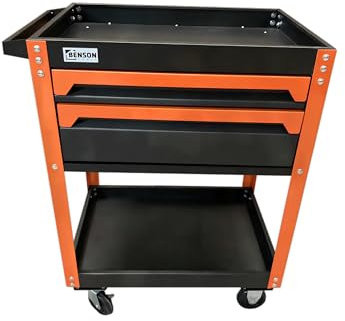 Benson Tools Chariot à outils robuste avec deux tiroirs amovibles, fabriqué en acier SPCC durable, dimensions 665 x 465 x 885 mm – Solution de rangement idéale pour les ateliers et les garages