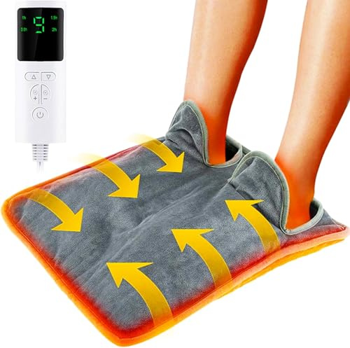Calienta Pies Electrico, Manta Calefactora para Los Pies, 9 Niveles de Temperatura, 4 Temporizadores Lcd, Calentador de Pies de Calentamiento Rápido para Pies, Espalda y Todo El Cuerpo