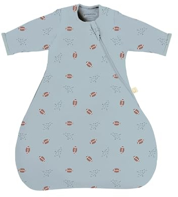 GUNAMUNA Long-Sleeve Transitional Swaddle Sleep Bag – Soothes Infants 3-6 Months, Easy Diaper Changes with WONDERZiP, 2.5 TOG, Football