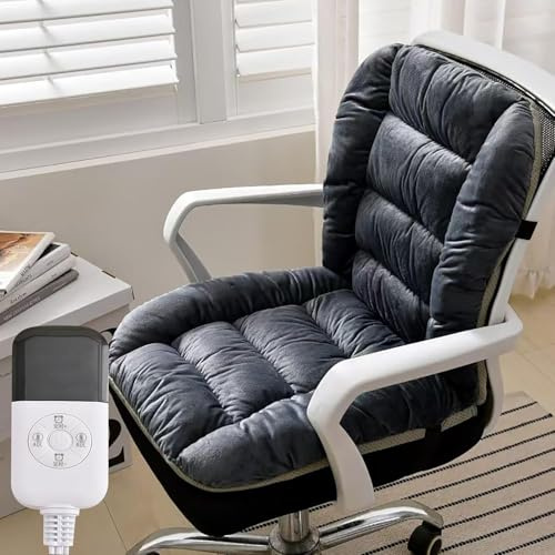 Cojín Calefactable For Silla De Oficina, Cojín Calefactable De Gran Tamaño For Invierno Con 9 Temperaturas Ajustables Y 4 Temporizadores, Cojín Calefactable For Sillón De Oficina(Gray1)