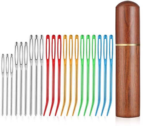 21 Stück Nähnadelset Stopfnadel Mit Holz Aufbewahrungsbox,Wollnadel Für Näh
