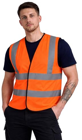 HuntaDeal Hi Viz Vis Vest Hook & Loop High Visibility Reflective Waterproof Workwear Security Safety Wear Warm Gilet Waistcoat Waist Coat Vest