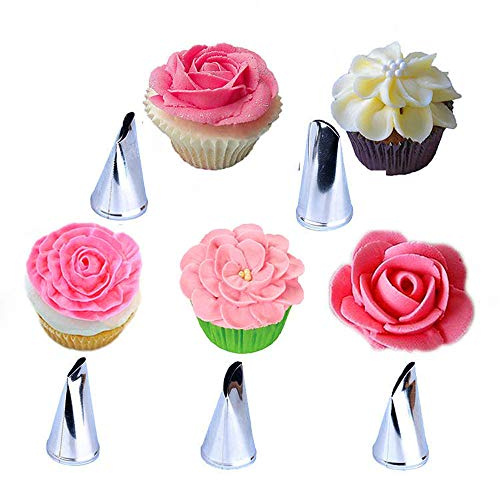 BLUGUL Rosa Beccucci, 10 Pezzi Ugelli, per Decorazione Pasticceria, Pasticceria Kit Torte, Dolci Cupcake, Rosa