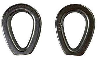 US STAINLESS 2 Pieces Stainless Steel 316 1/8 (3mm) Wire Rope Thimble Casting with Closed End Marine Grade for Rope Size 1/8