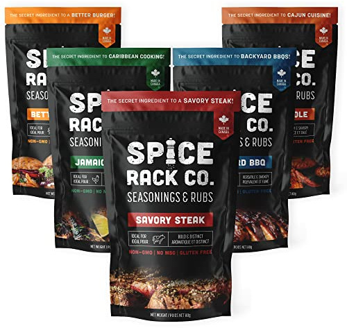 Spice Rack Co. BBQ Seasonings And Rubs - Smoking & Grilling Spices and Seasonings Sets, Grilling Accessories & Smoker Accessories, Unique Fathers Day Gift For Dad, Gifts For Father's Day (5 Pack)