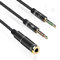 iJiZuo Audio Klinke Y Adapter 3.5mm, Headset Mikrofon Adapter, Headset Klinke Y Kabel (1 zu 2 Klinke) Audio Mic Splitter für Kopfhörer Desktop und Laptop (Schwarz)