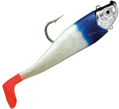 Dieter Eisele Hörminator Shad Blau/Silberfarben - Gummifisch mit Jighaken, Gewicht/Länge/Hakengröße:220g - 18.0cm - Gr. 8/0