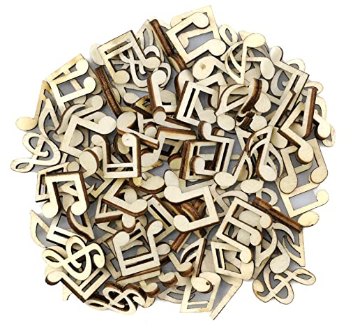 oupados 200 Pezzi Mini Fette in Legno Artigianato in Legno Abbellimenti Artigianal Non Finito Note Musicali in Legno per Fai da te Decorazioni per La Casa Realizzare Artigianato Decorativo in Legno