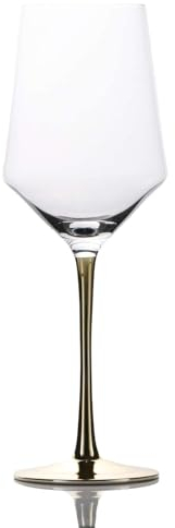 Intirilife Verre à vin avec pied doré - capacité 380 ml - vin rouge vin blanc verre calice verre cristal antichoc