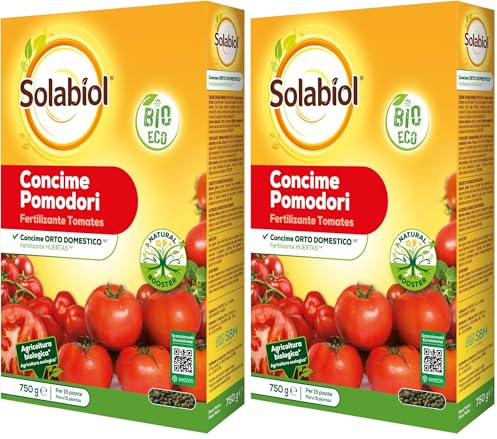 Fertilizante tomates, ingredientes 100% orgánicos con estimulador radicular para una mejora de la cosecha (Paquete de 2)