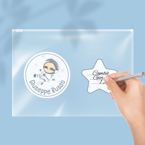 Sacchetti nascita - Set 28 pezzi per corredino ospedale nascita buste con adesivi personalizzati - Space Animal